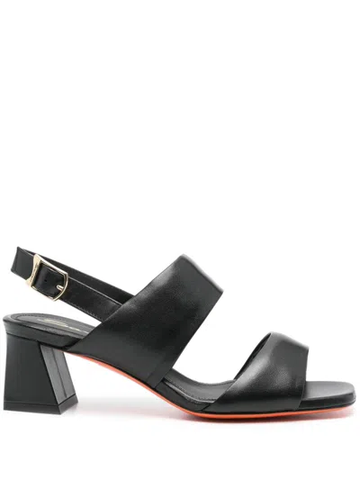 Santoni 60mm Double-strap Slingback Sandals In Black
