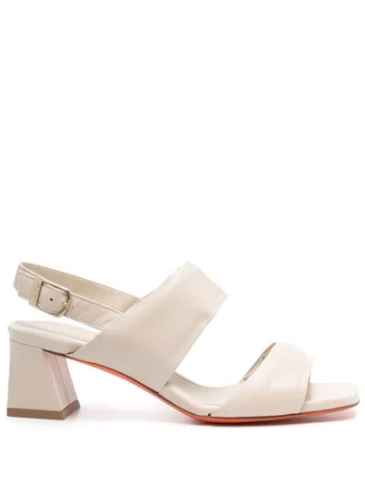 Santoni 60mm Double-strap Slingback Sandals In Beige