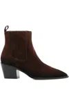 Santoni 60mm Pointed-toe Block-heel Boots In Brown