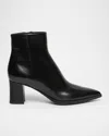 Santoni Medium Heel Leather Ankle Boot In Black