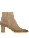 Santoni Mid-heel Suede Ankle Boots In Multi