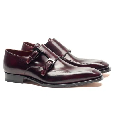 Pre-owned Santoni $6k Nwb Silvano Lattanzi Dress Shoes Red Brown Doublemonk Uk 6.5 Us 7.5 Eu 40.5