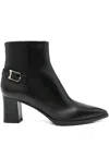 Santoni 70mm Buckle-detail Pointed-toe Boots In Black
