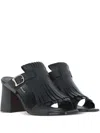 Santoni 75mm Calyps75fr Fringed-detail Buckle Pumps In Black