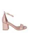 Santoni Pink Sandals With A Wide Heel In Pink