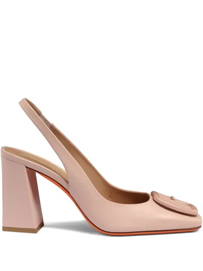 Santoni 85mm Buckle-detail Slingback Pumps In Pink