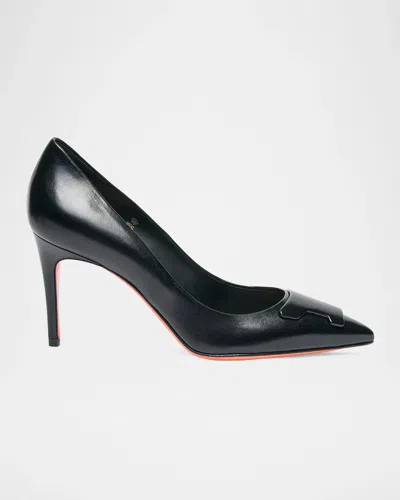 Santoni 85mm Leather Pumps In Black