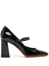 Santoni 85mm Leather Pumps In Schwarz