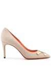 Santoni 85mm Suede Pumps In Nude