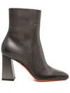 Santoni 90mm Leather Ankle Boots In Grey