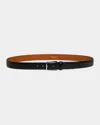 Santoni Adjustable Leather Belt In Black