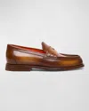 Santoni Airglow Classic Leather Penny Loafers In Brown