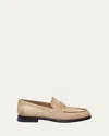 Santoni Airglow Suede Loafers In Neutral