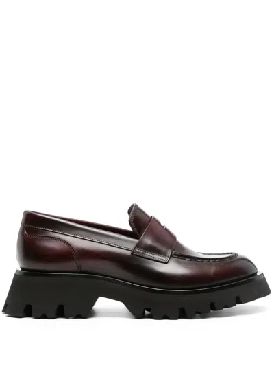 Santoni Alfie Penny-slot Leather Loafers In Red