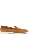 Santoni Men's Brown Tumbled Nubuck Loafer In 褐色