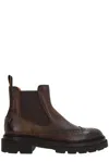 SANTONI SANTONI ALMOND TOE BROGUE CHELSEA BOOTS