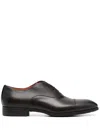 Santoni Almond-toe Lace-up Leather Shoes In Black