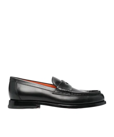 Santoni Almond Toe Love Shoes In Black