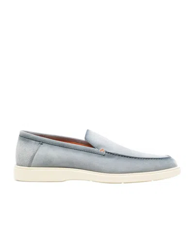 Santoni Almond-toe Slip-on Loafers In Gray