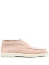Santoni Almond-toe Suede Boots In Neutrals