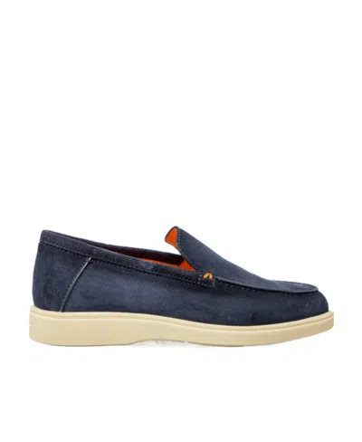 SANTONI ALMOND-TOE SUEDE LOAFERS