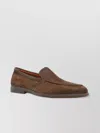 Santoni Almond Toe Suede Loafers With Rubber Sole In Brown