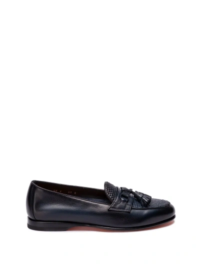 Santoni Andrea Leather Loafers In Blue