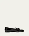 Santoni Andrea Patent Tassel Loafers In Black