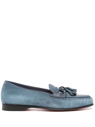 Santoni Andrea Suede Loafers In Blue