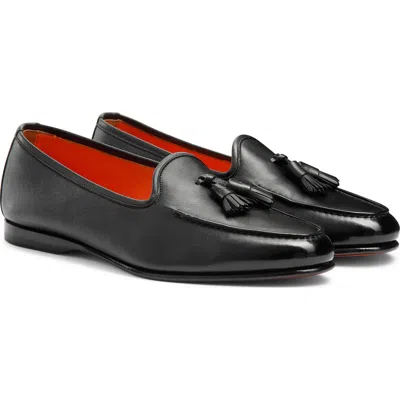 Santoni Andrea Tassel Loafer In Black