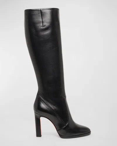 SANTONI ANDY LEATHER STILETTO KNEE BOOTS