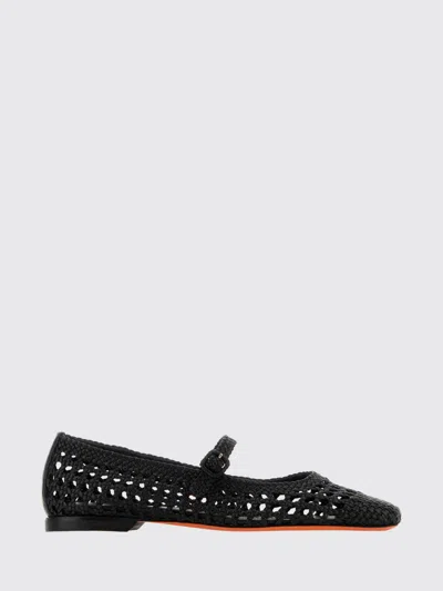 Santoni Ballerine Luce In Pelle Nera Donna In Black