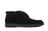 Santoni Fortune Shearling Suede Loafer Booties In Black