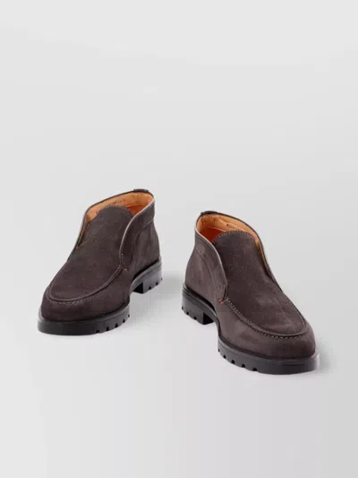SANTONI ANKLE BOOTS LACE-UP ROUND TOE