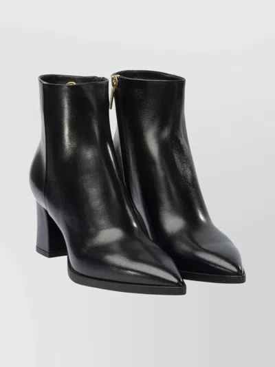 SANTONI ANKLE BOOTS WITH POINTED TOE AND BLOCK HEEL