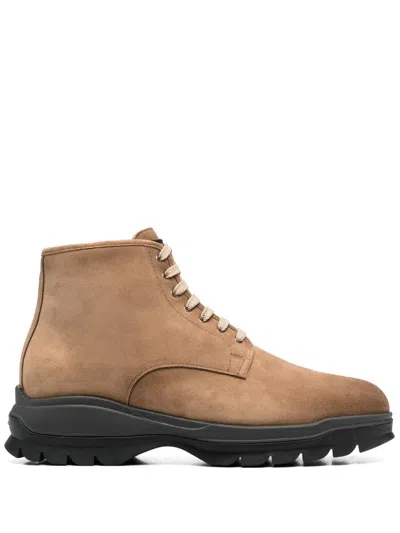 Santoni Ankle Lace-up Fastening Boots In Brown