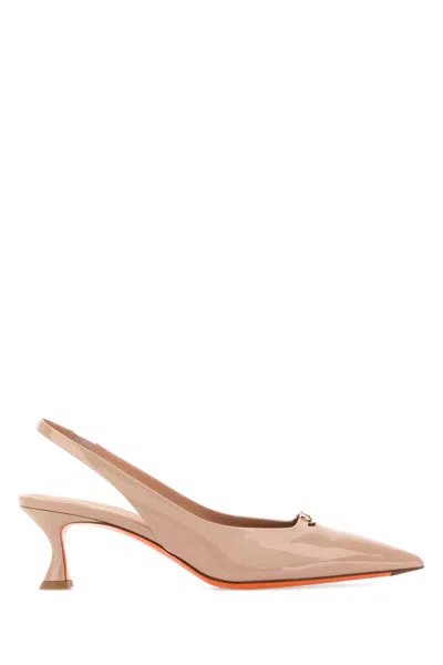Santoni Antiqued Pink Leather Sabino Pumps In Brown