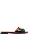 Santoni Apricot Leather Slip-on Sandals In Schwarz