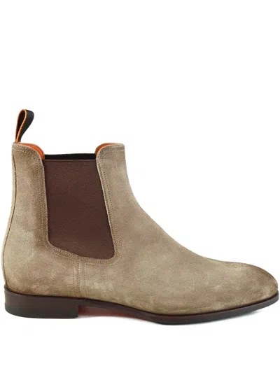 Santoni Archerboot Pull-tab Chelsea Boots In Brown