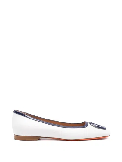 Santoni "atena" Ballet Flat Shoes In White