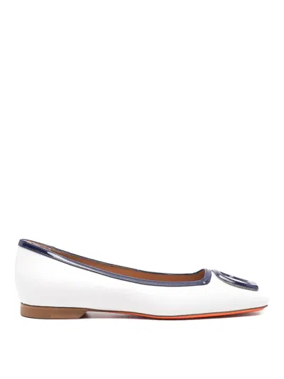 Santoni Atena Ballet Flat Shoes In White