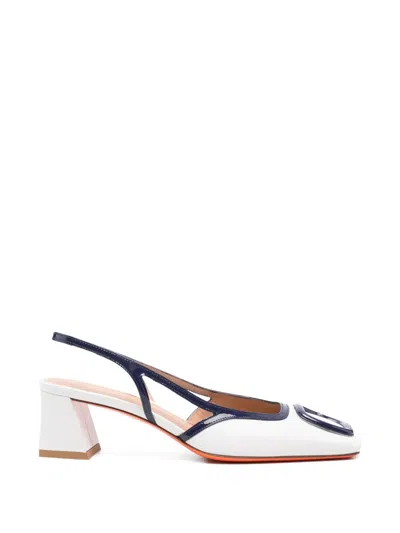 Santoni Leather Slingback In White