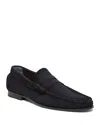 Santoni Suede Penny Loafers In Blue