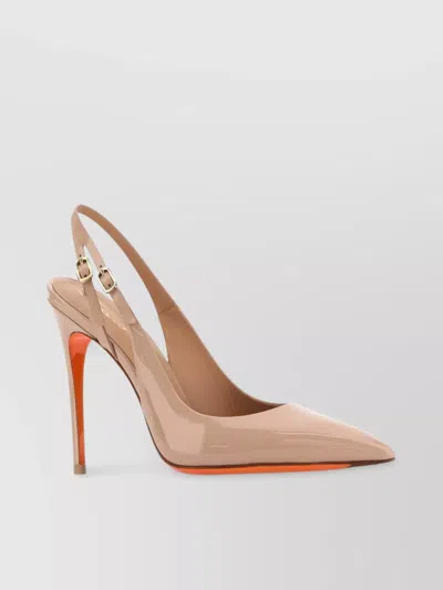Santoni Audrey Pointed Toe Slingback Pump In Beige