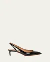 Santoni Audrey Patent Kitten Slingback Pumps In Black