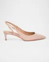 SANTONI AUDREY PATENT KITTEN SLINGBACK PUMPS