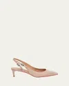 Santoni Audrey Patent Kitten Slingback Pumps In Pink