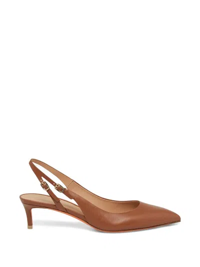 Santoni Audrey Pointed-toe Slingback Pumps In Brown