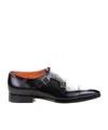 Santoni Leather Adrian Blake Monk Shoes In Black