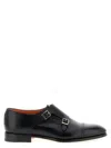 Santoni Leather Adrian Blake Monk Shoes In Multi